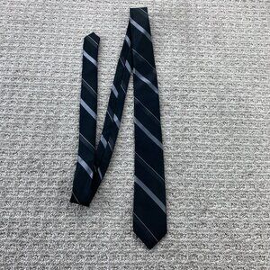 DKNY Men's Slim Neck Tie Black Gray Stripes Formal Classic Preppy Cocktail